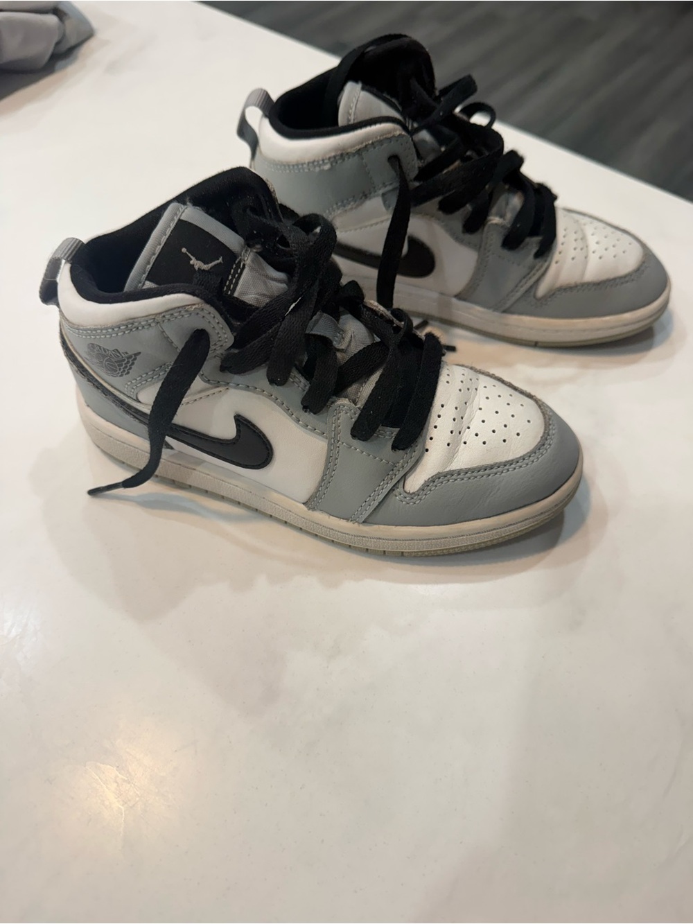 Nike Kids Grey, White & Black High-Top Sneakers
